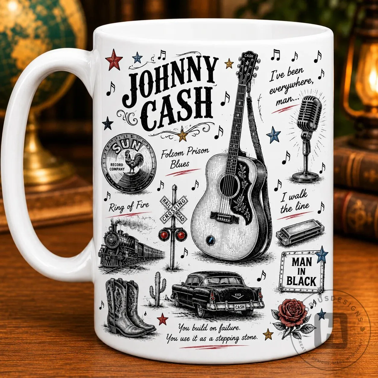 Johnny Cash Country Music Legend Coffee Mug, Man in Black Folsom Prison Blues Cup
