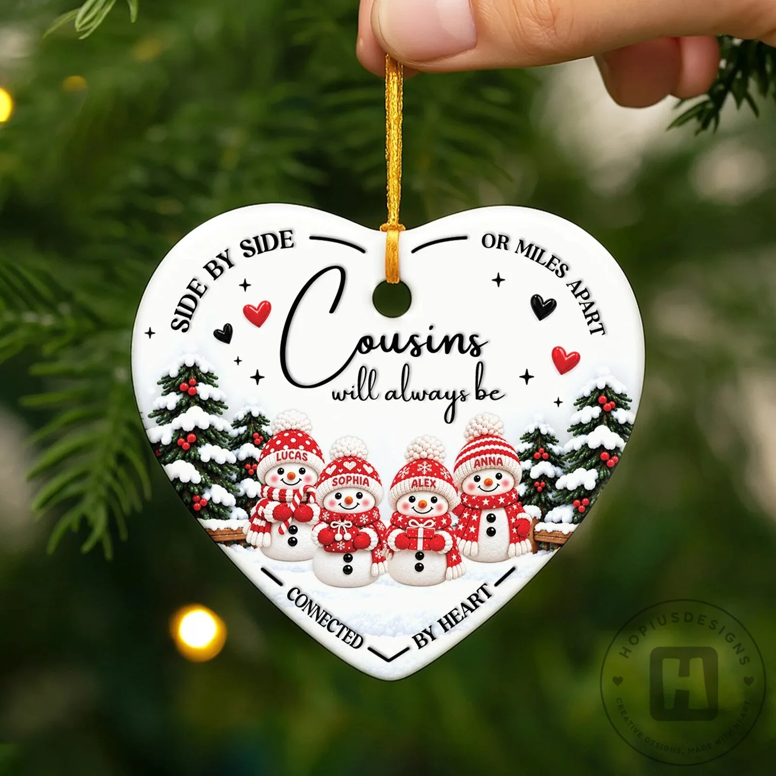 Cousins Will Always Be Connected By Heart Personalized Christmas Ornament 10 Cousins Will Always Be Connected By Heart Personalized Christmas Ornament