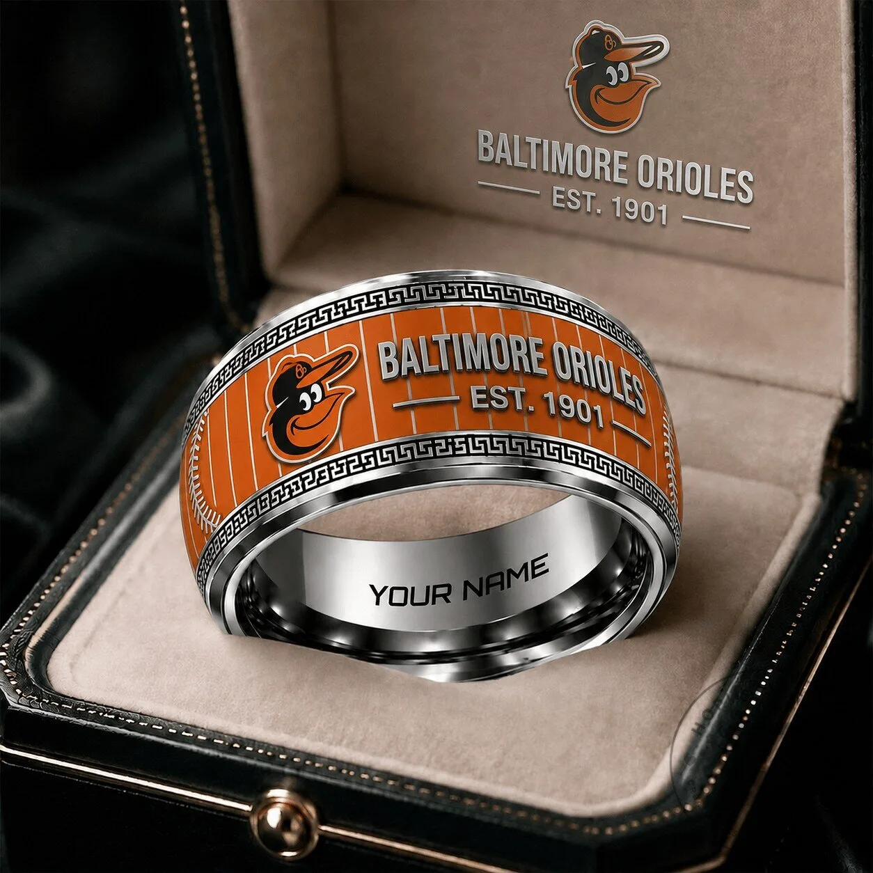 Baltimore Orioles MLB Premium Tungsten Ring Personalized Baseball Fan Gift