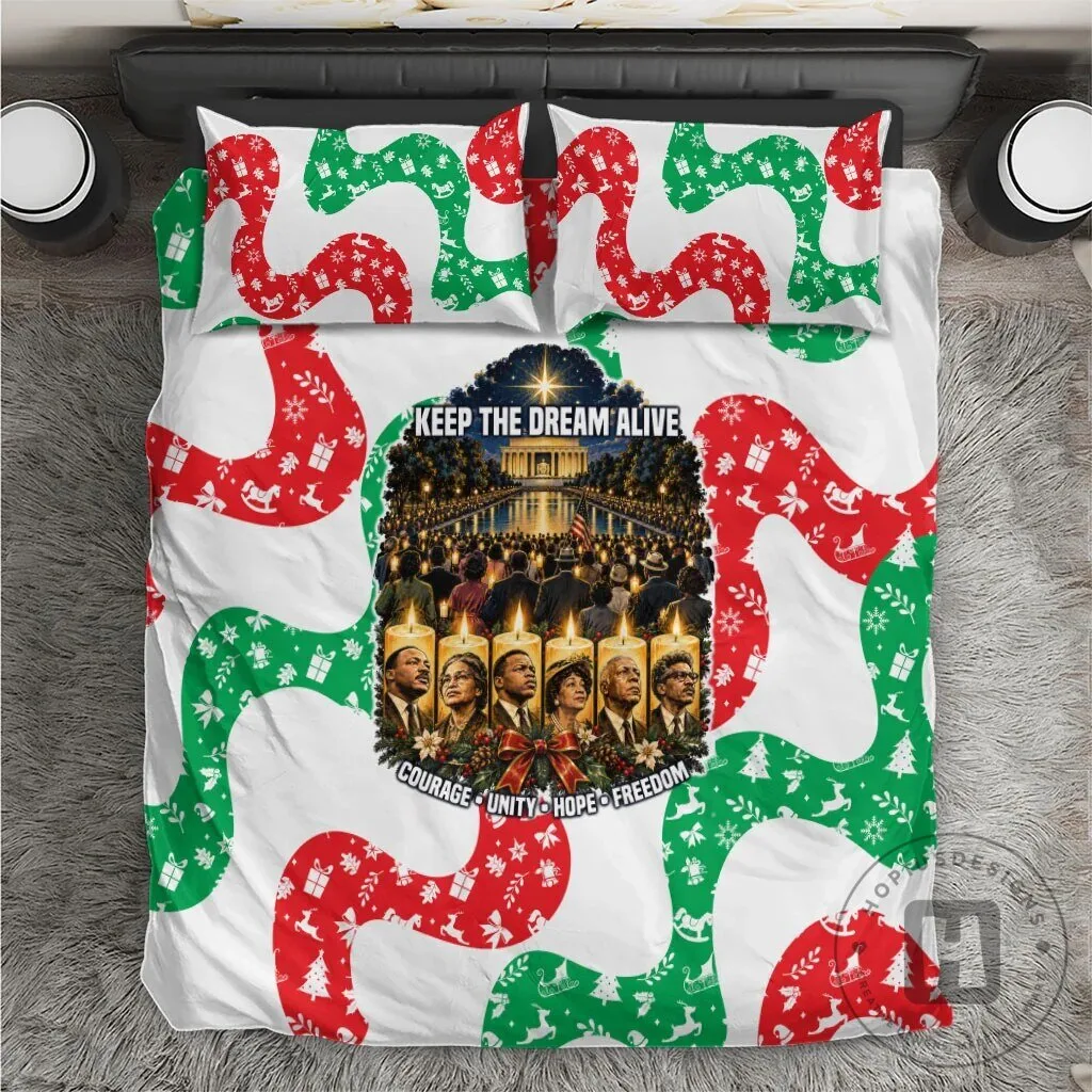 Civil Rights Leaders Christmas Bedding Set with Hope and Freedom Art