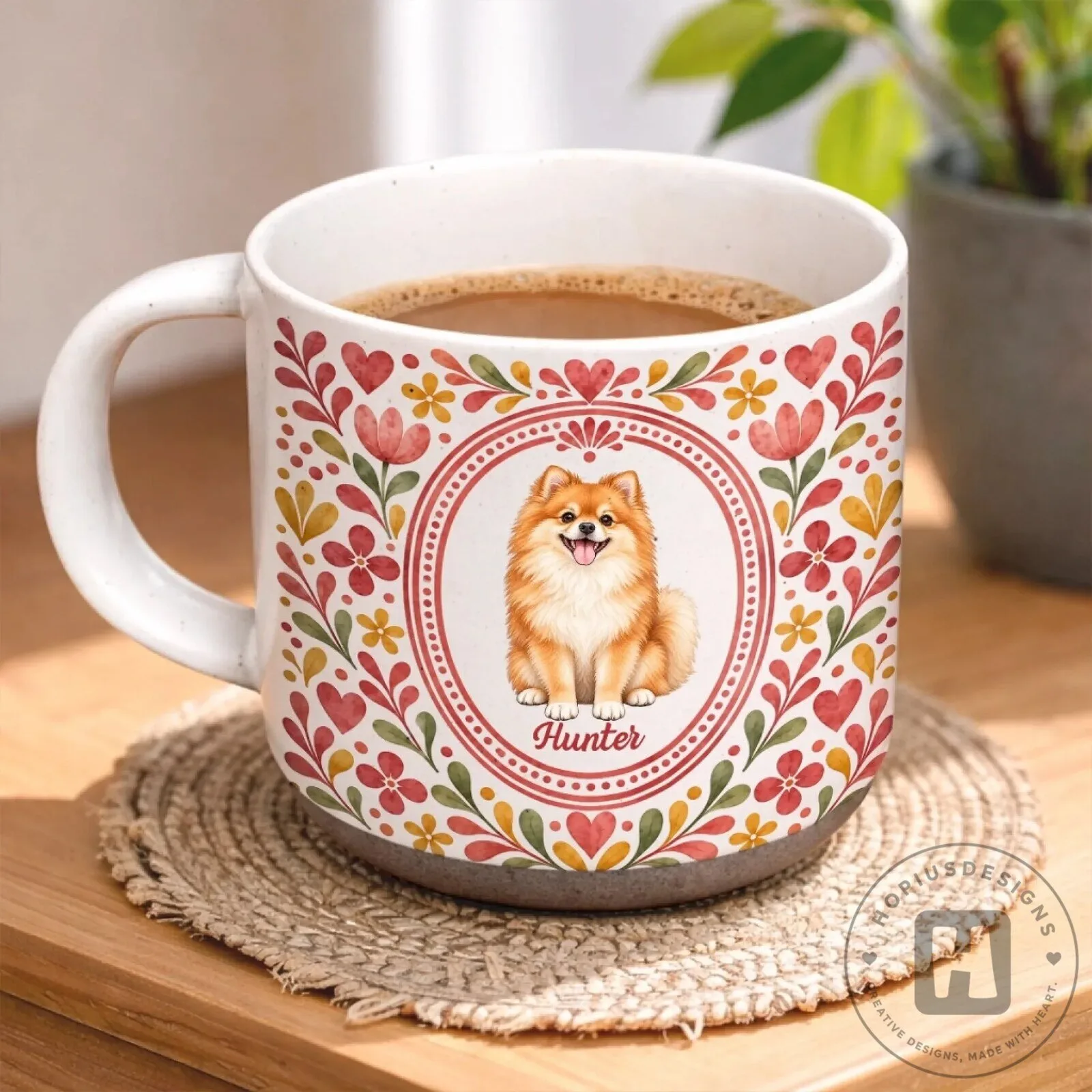 Personalized Pet Portrait Floral Pattern Coffee Mug Custom Dog Cat Animal Lover Gift 12 Personalized Pet Portrait Floral Pattern Coffee Mug Custom Dog Cat Animal Lover Gift