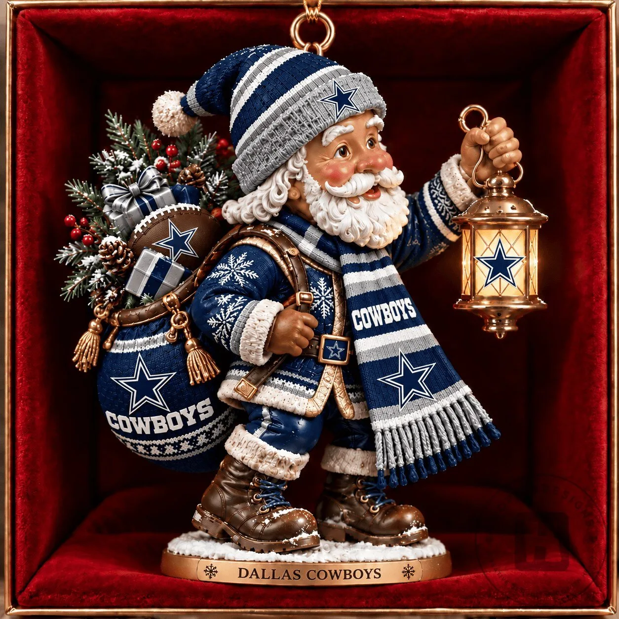 Dallas Cowboys Santa Claus Christmas Ornament for Football Fans