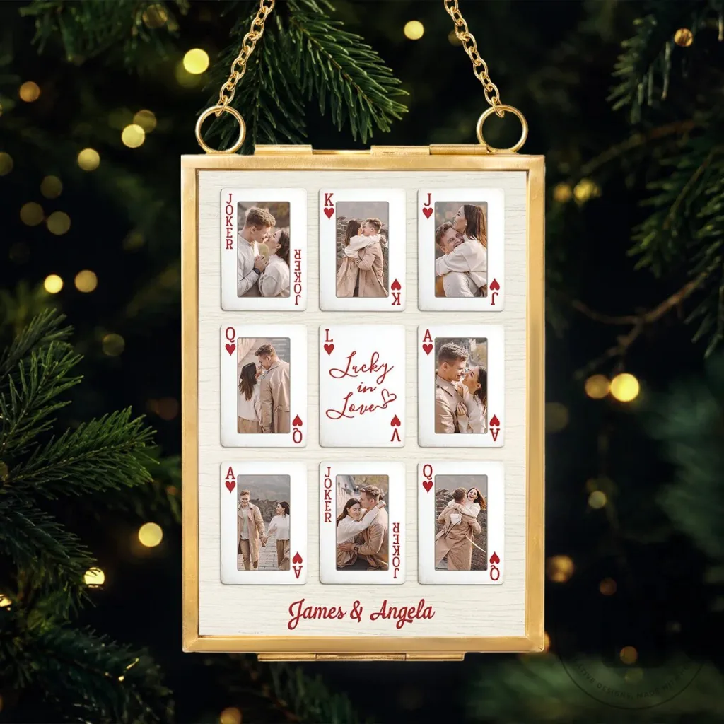 Personalized Lucky In Love Playing Cards Photo Frame Christmas Ornament Personalized Lucky In Love Playing Cards Photo Frame Christmas Ornament