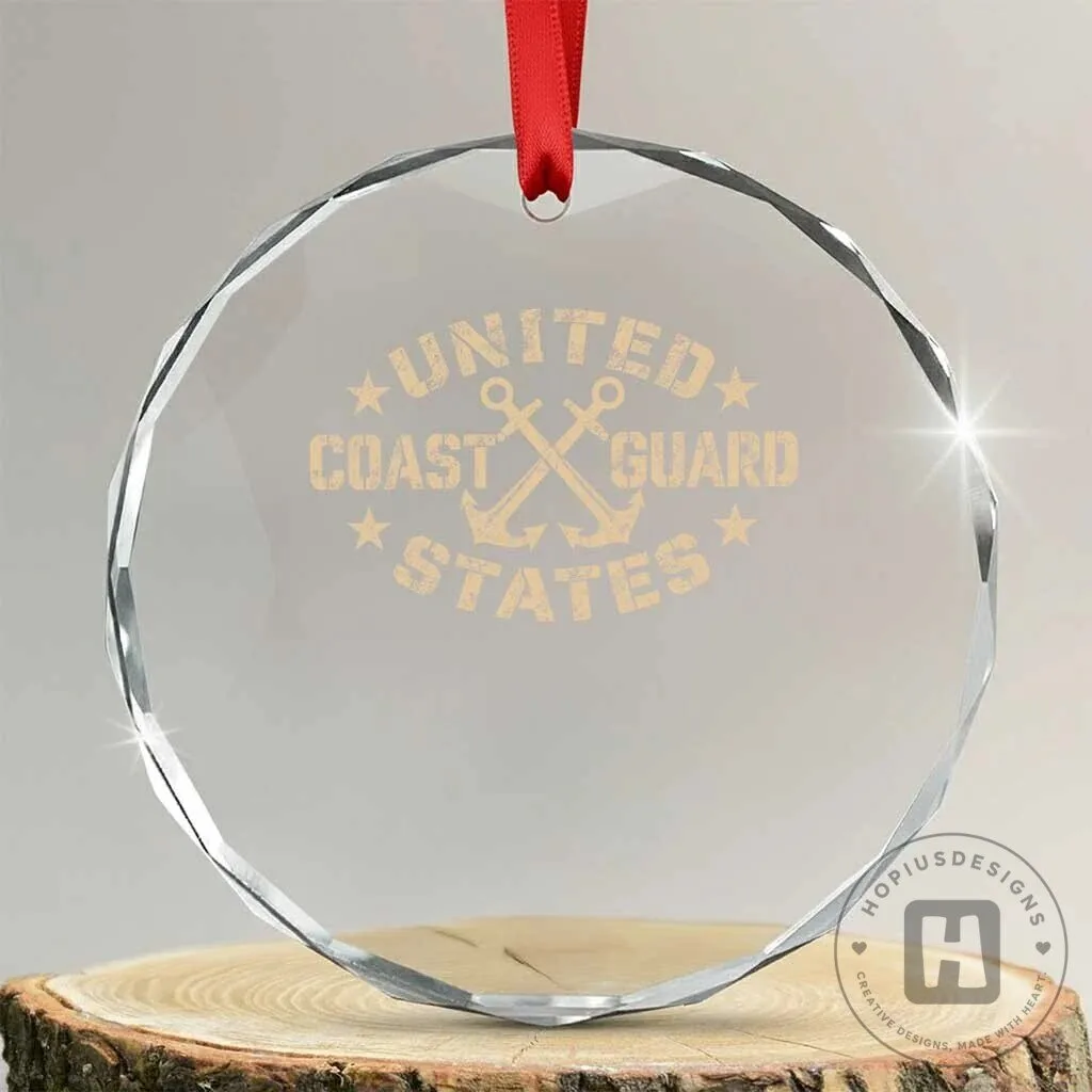 United States Coast Guard Military Veteran Crystal Glass Christmas Ornament 6 United States Coast Guard Military Veteran Crystal Glass Christmas Ornament