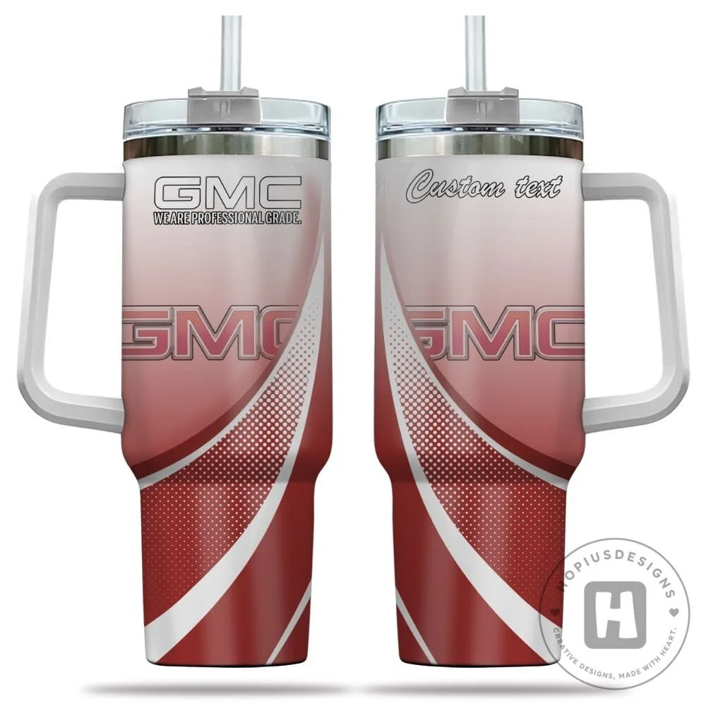 GMC We Are Professional Grade Custom Name Red Gradient 40oz Tumbler with Handle