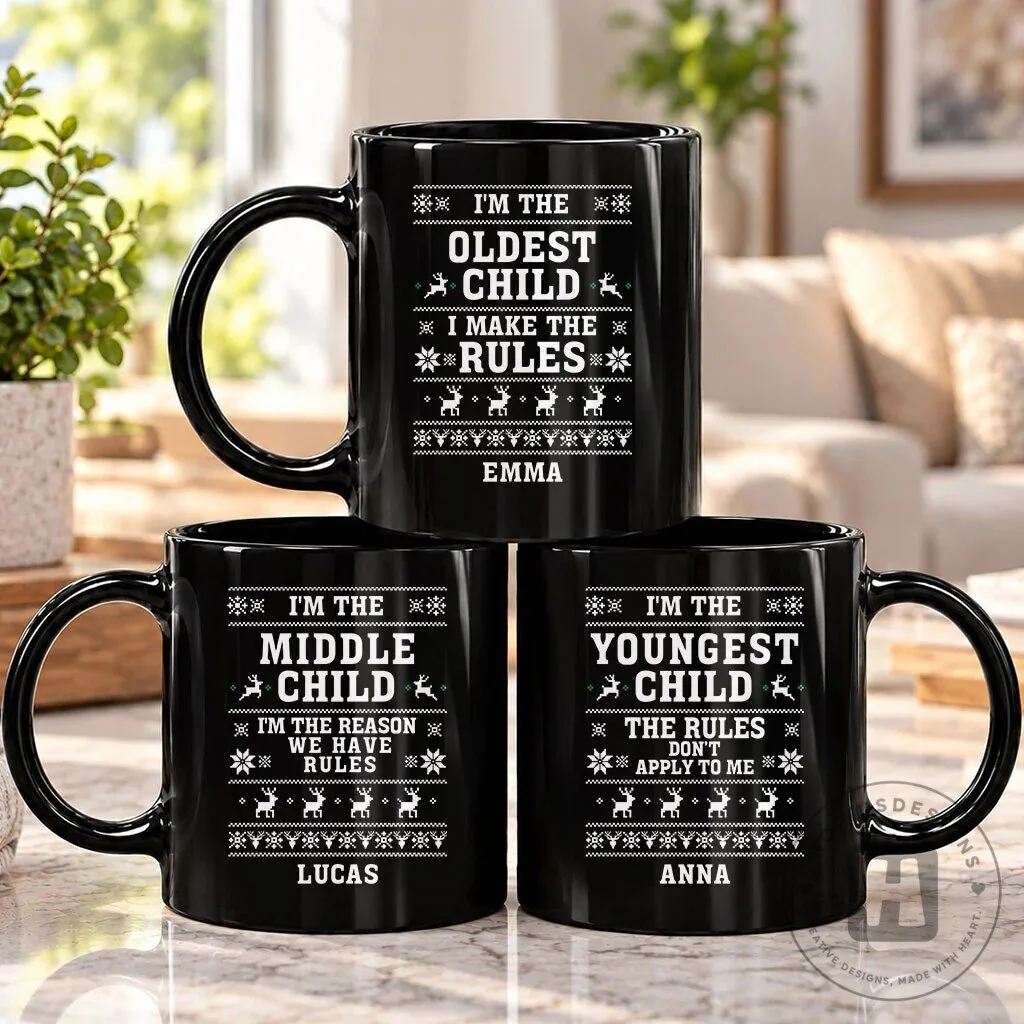 Personalized Oldest Middle Youngest Child Funny Sibling Rules Mug