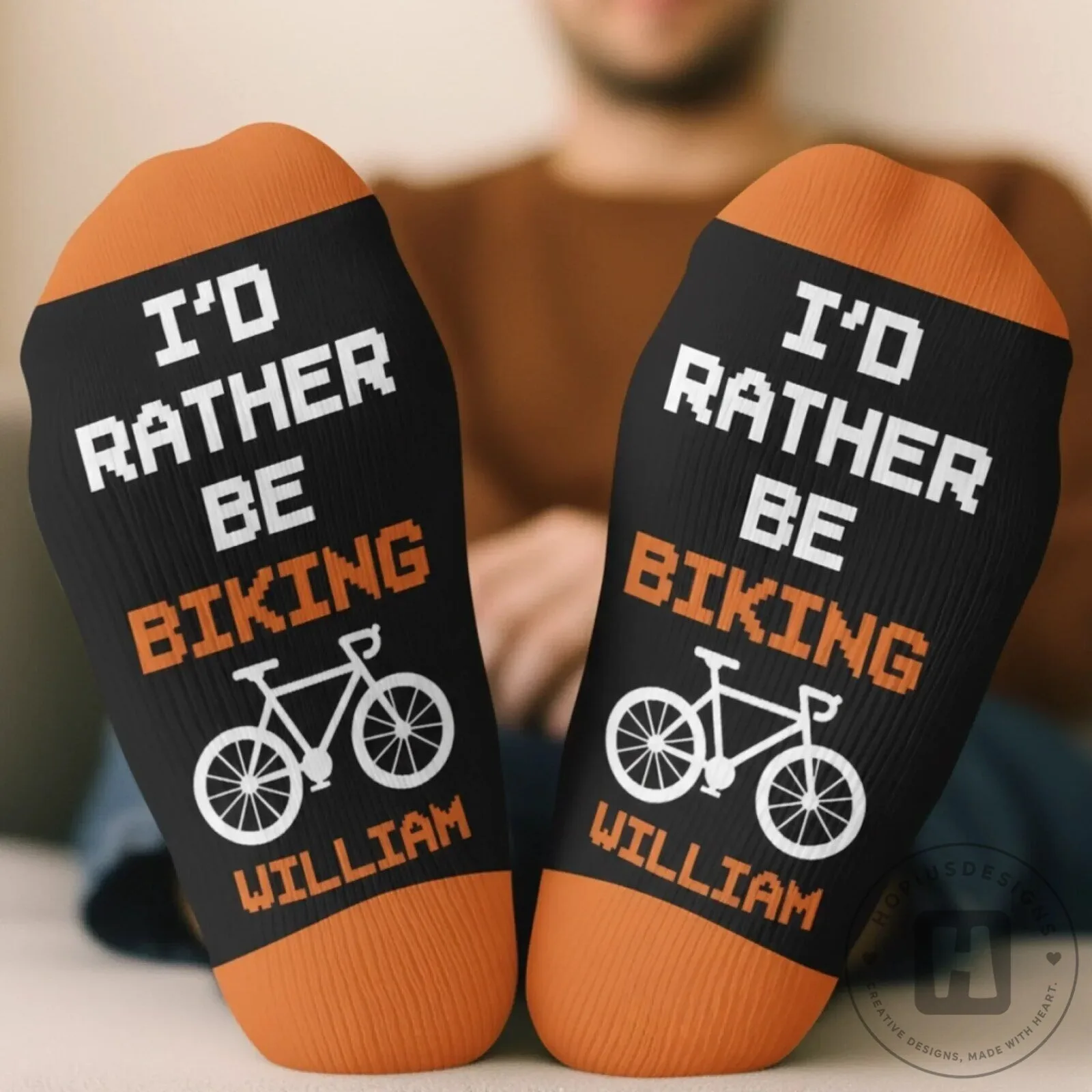 Personalized I'd Rather Be Biking Custom Name Crew Socks 11 Personalized I
