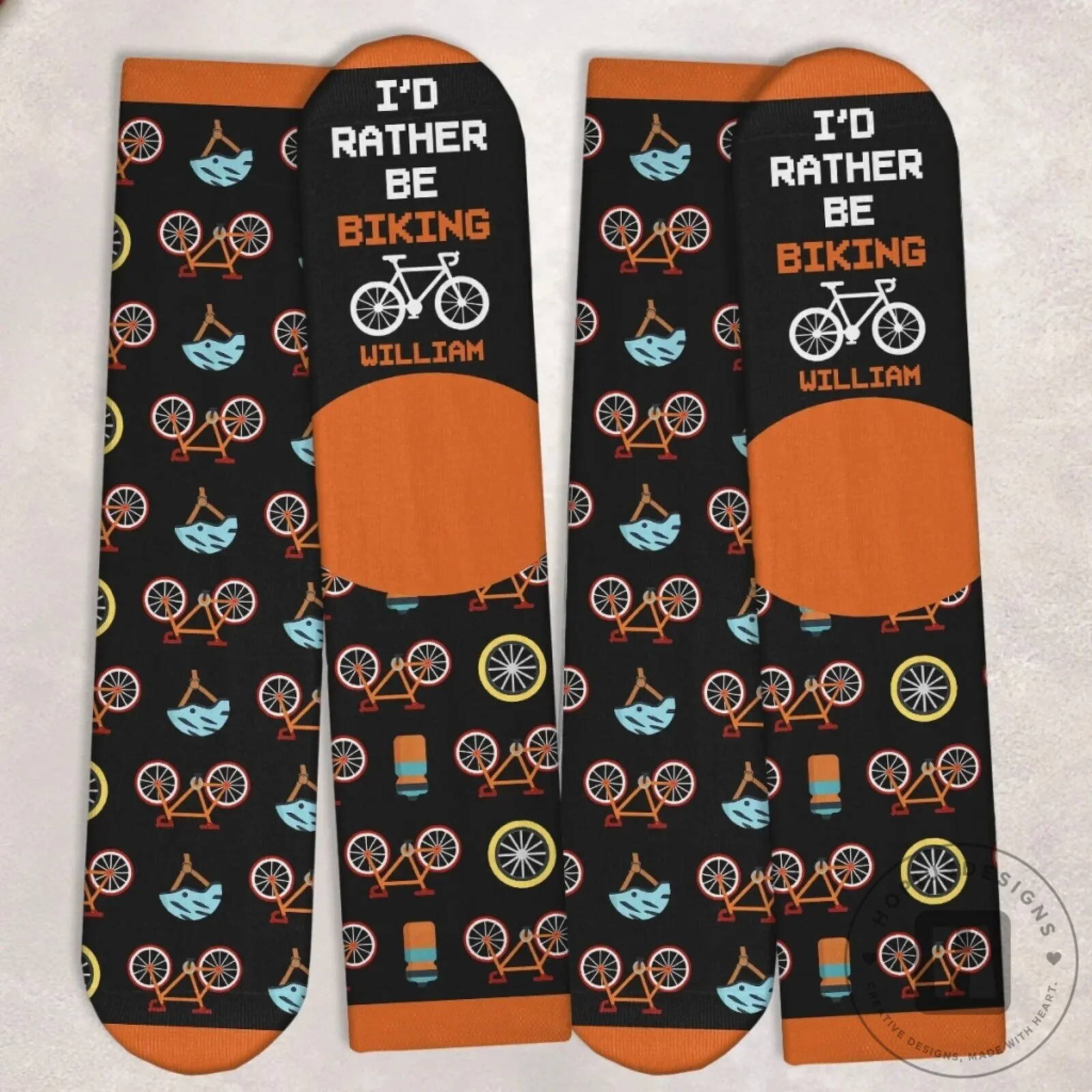 Personalized I'd Rather Be Biking Custom Name Crew Socks 13 Personalized I