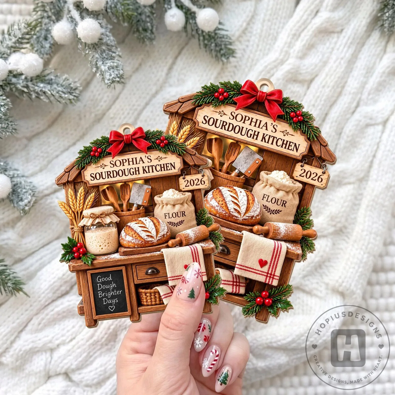 Personalized Sourdough Kitchen Christmas Ornament, Custom Baker Gift, Bread Making Decor 20 Personalized Sourdough Kitchen Christmas Ornament, Custom Baker Gift, Bread Making Decor