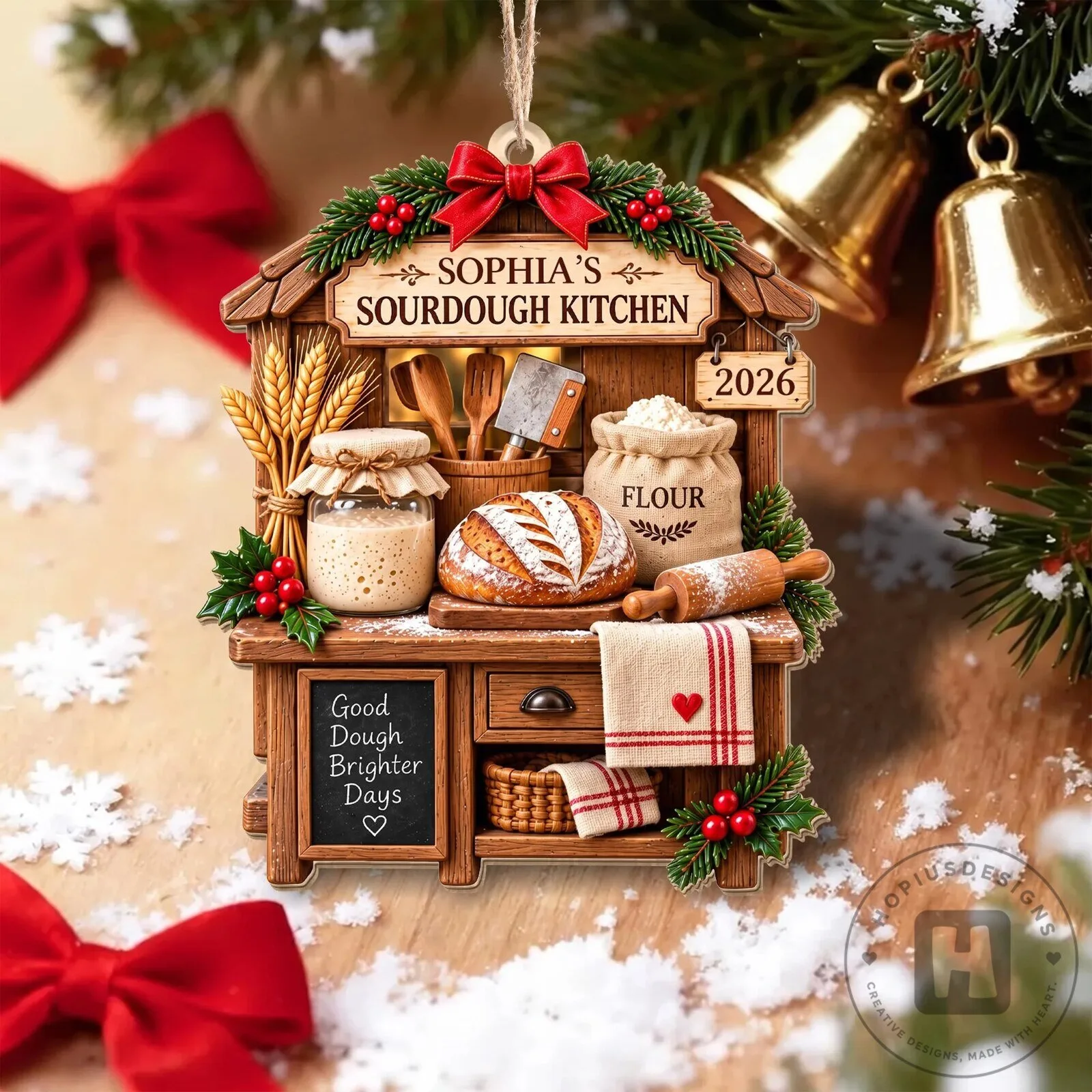 Personalized Sourdough Kitchen Christmas Ornament, Custom Baker Gift, Bread Making Decor 22 Personalized Sourdough Kitchen Christmas Ornament, Custom Baker Gift, Bread Making Decor