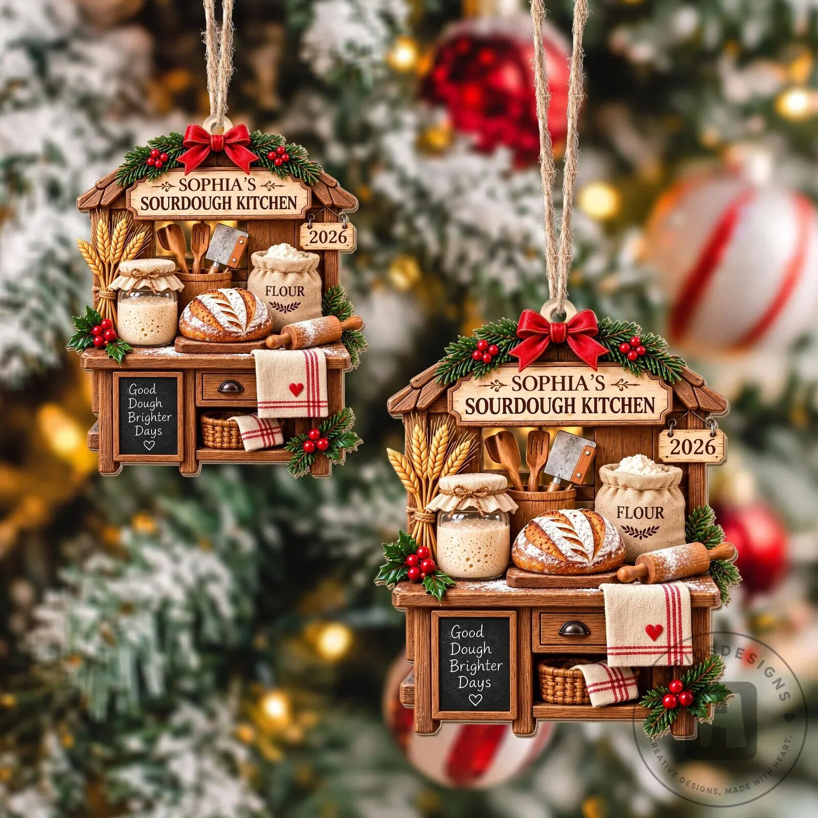 Personalized Sourdough Kitchen Christmas Ornament, Custom Baker Gift, Bread Making Decor 23 Personalized Sourdough Kitchen Christmas Ornament, Custom Baker Gift, Bread Making Decor