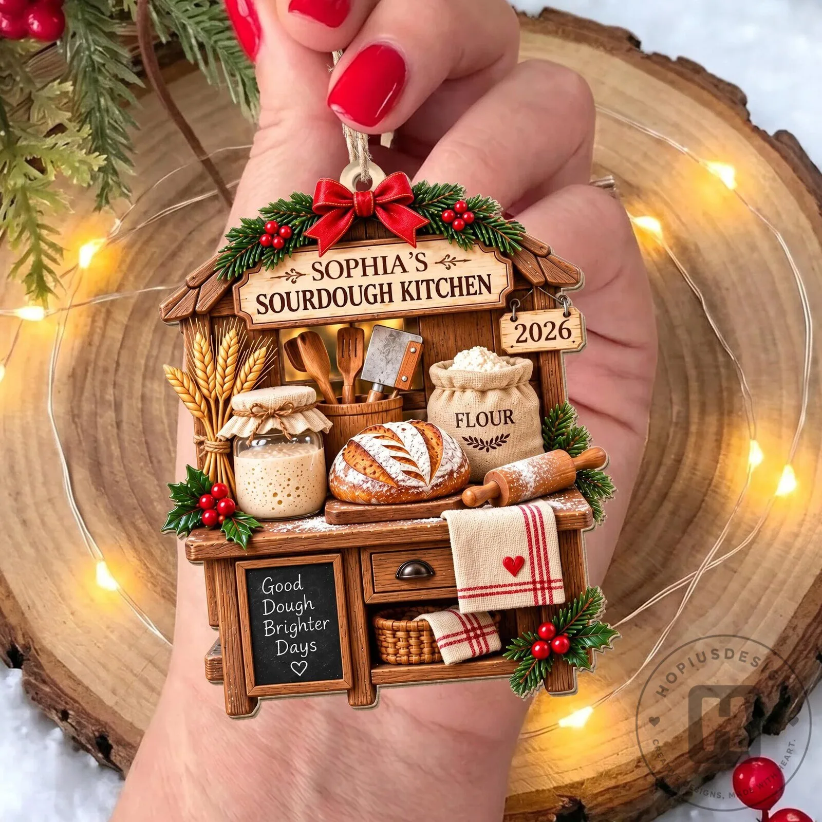 Personalized Sourdough Kitchen Christmas Ornament, Custom Baker Gift, Bread Making Decor 24 Personalized Sourdough Kitchen Christmas Ornament, Custom Baker Gift, Bread Making Decor