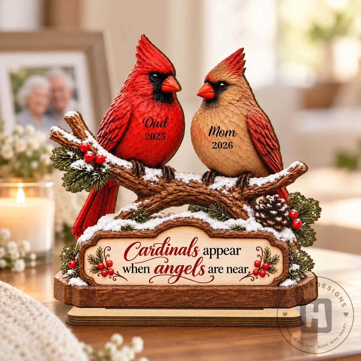 Personalized Cardinal Birds Memorial Plaque, Sympathy Gift for Loss of Loved One