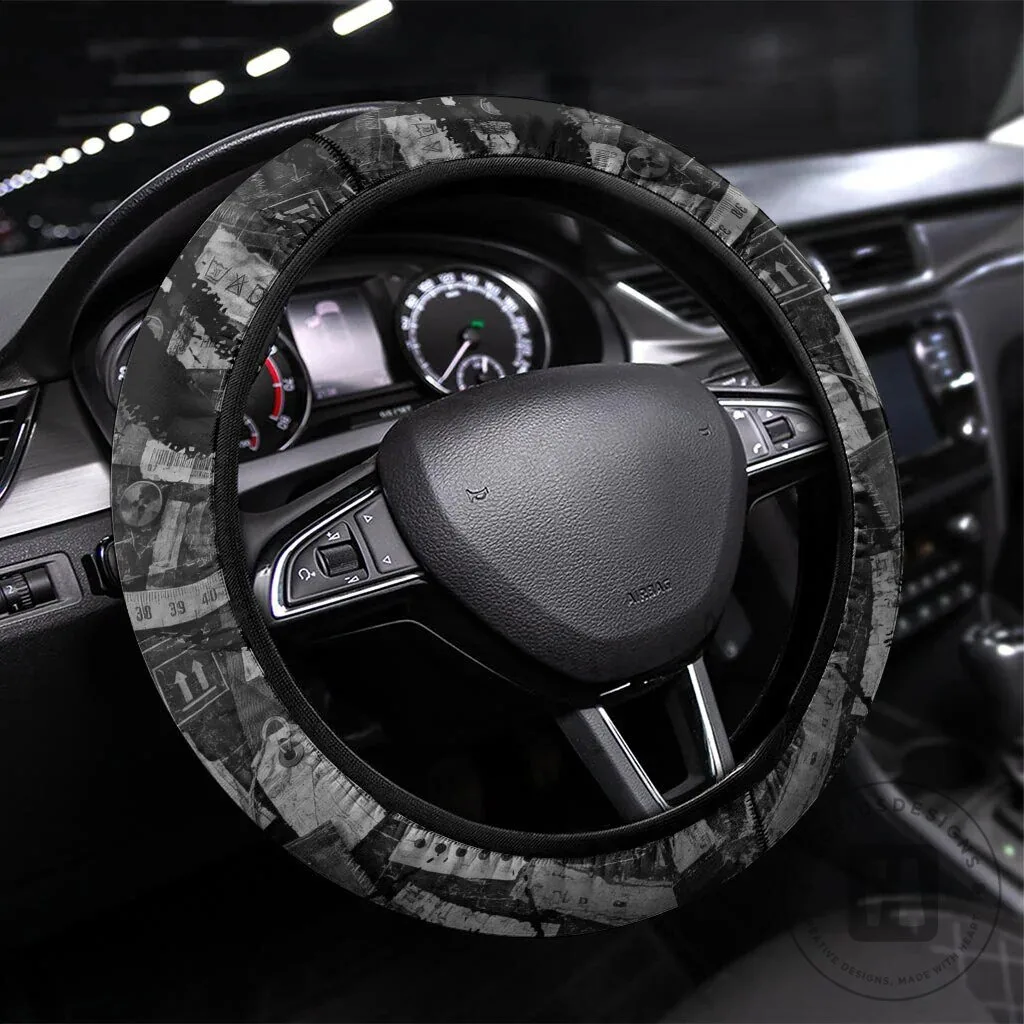 Vintage Streetwear Grunge Collage Graphic Art Steering Wheel Cover