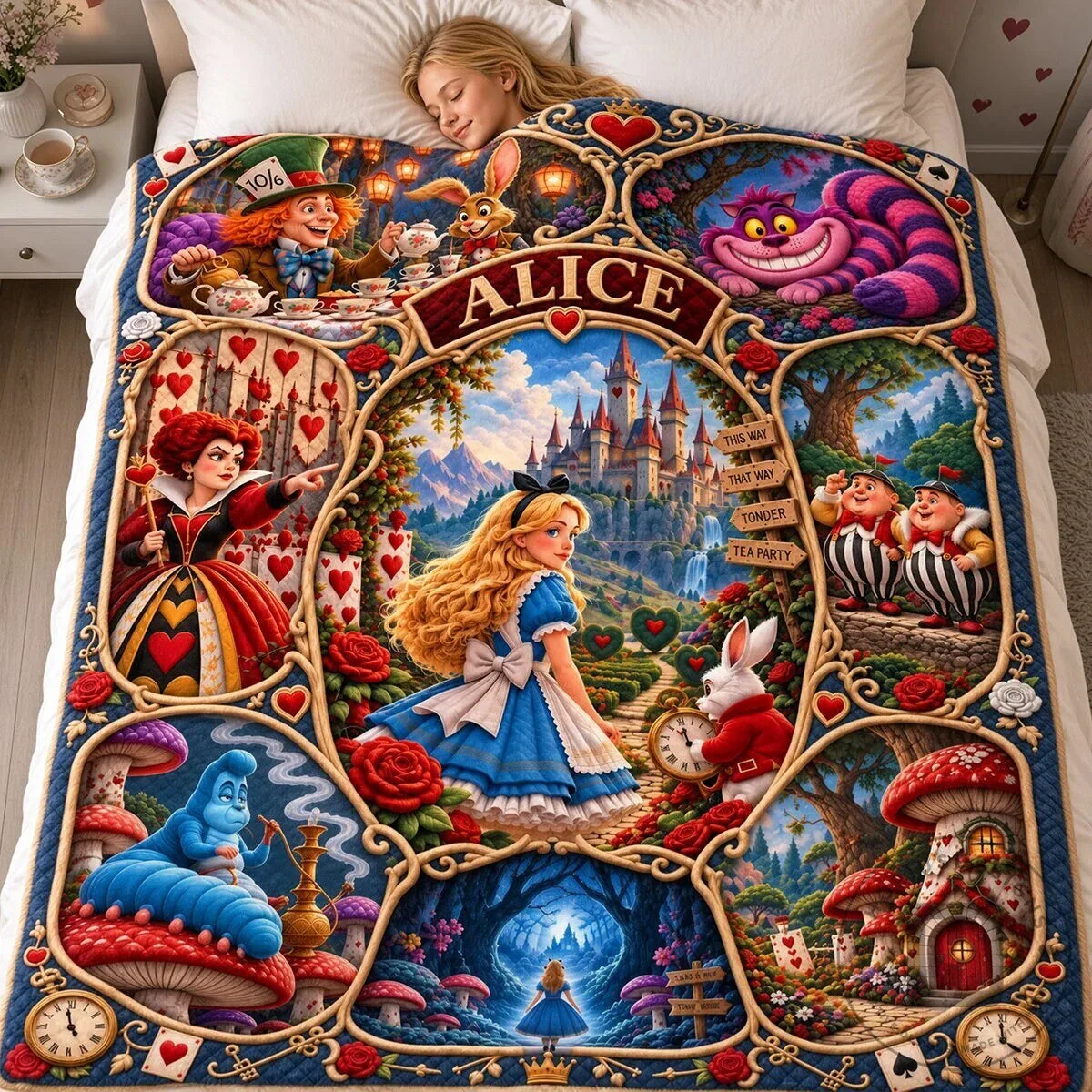 Alice in Wonderland Fantasy Art Blanket for Girls and Women
