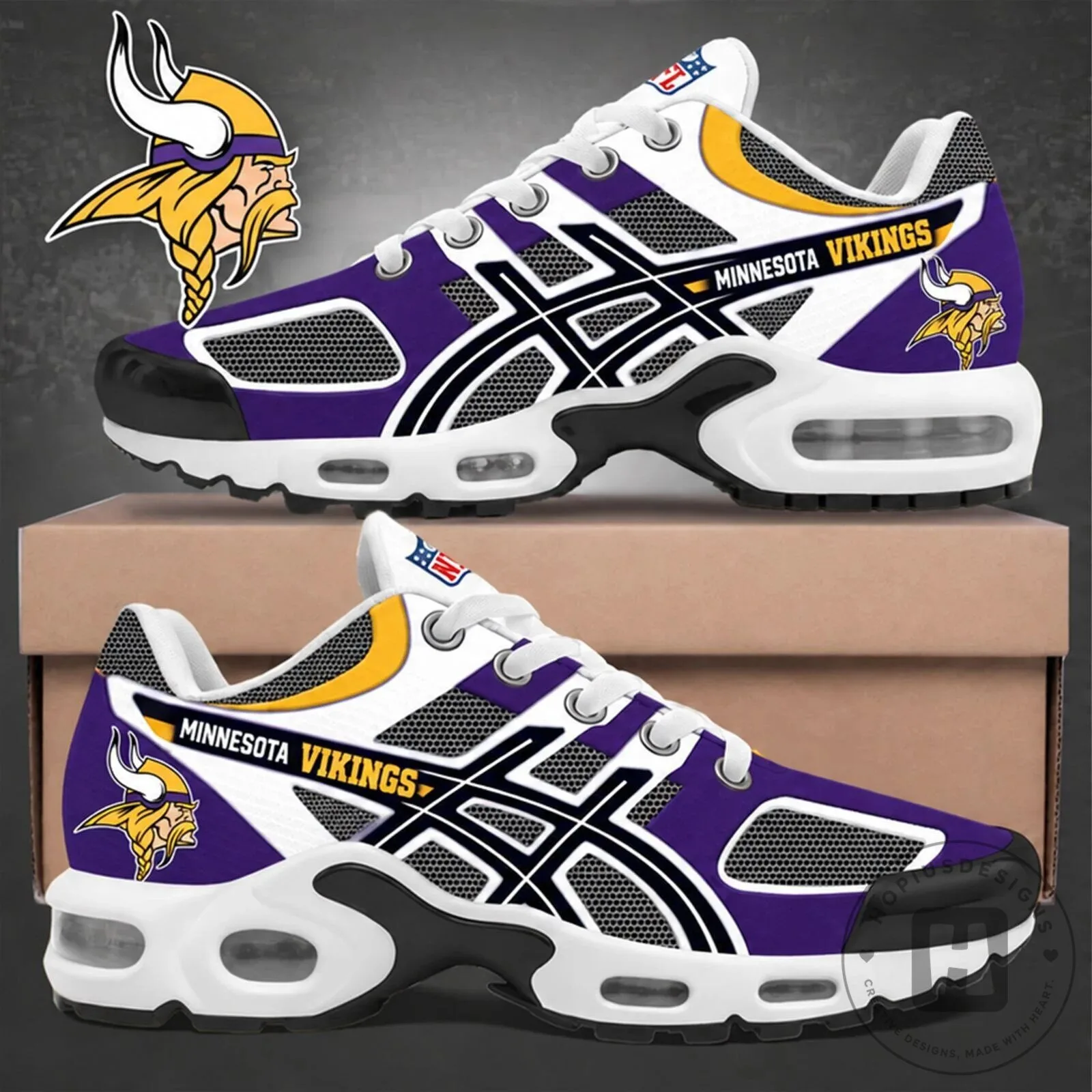 Minnesota Vikings NFL Football Team Purple and Gold Air Max Shoes