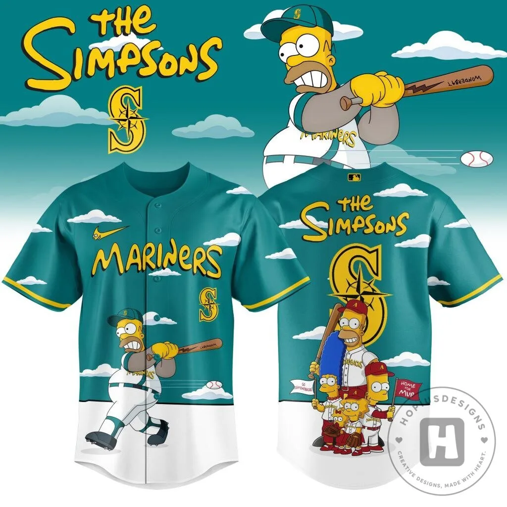 Homer Simpson Baseball Jersey by The Simpsons for Seattle Mariners Fans
