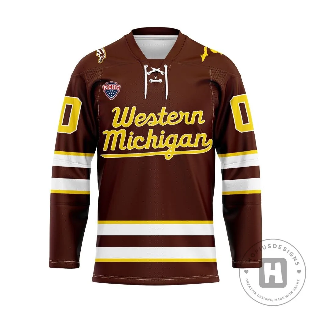 Western Michigan Broncos NCAA Personalized Brown Hockey Jersey