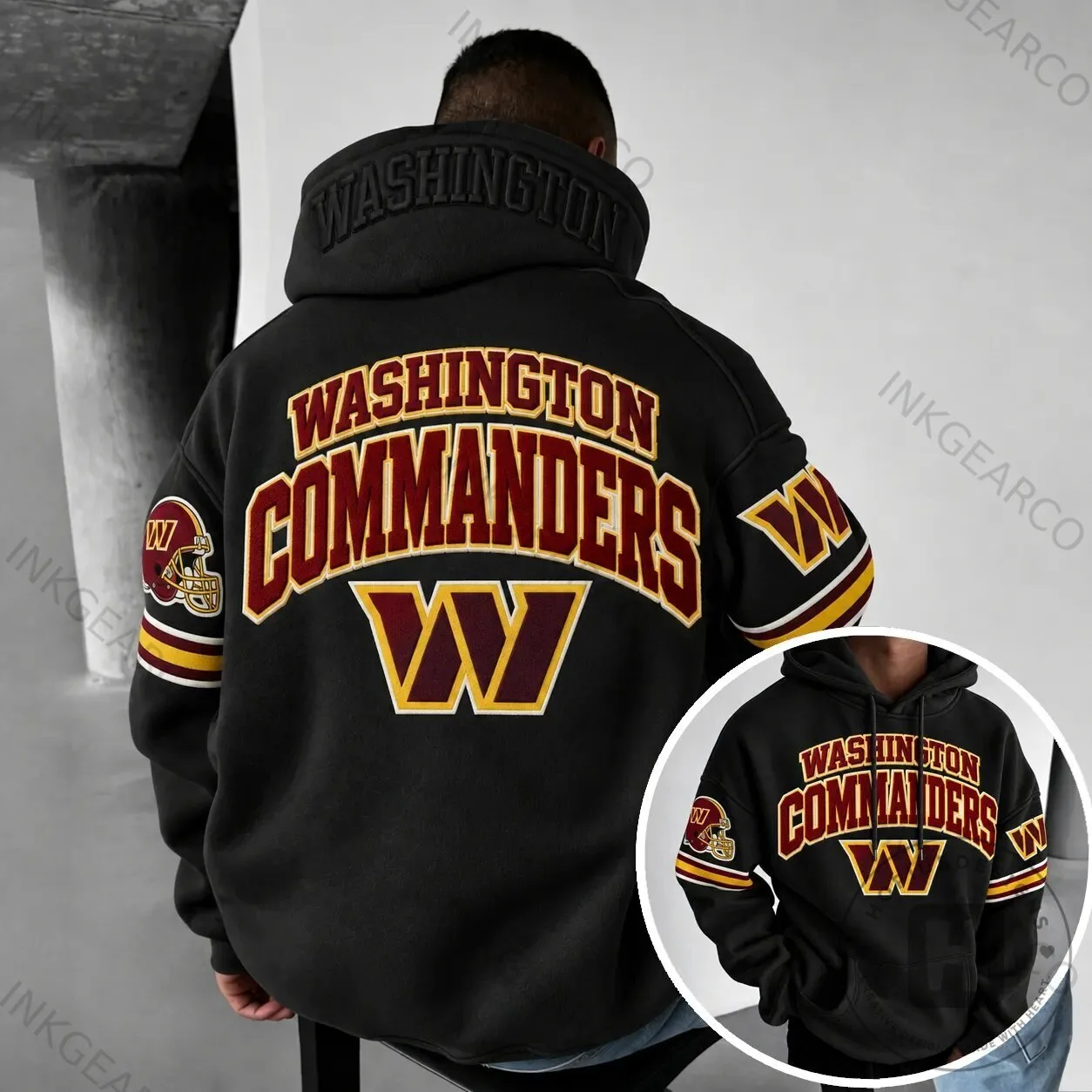 Washington Commanders NFL Football Team Logo Black Pullover Hoodie