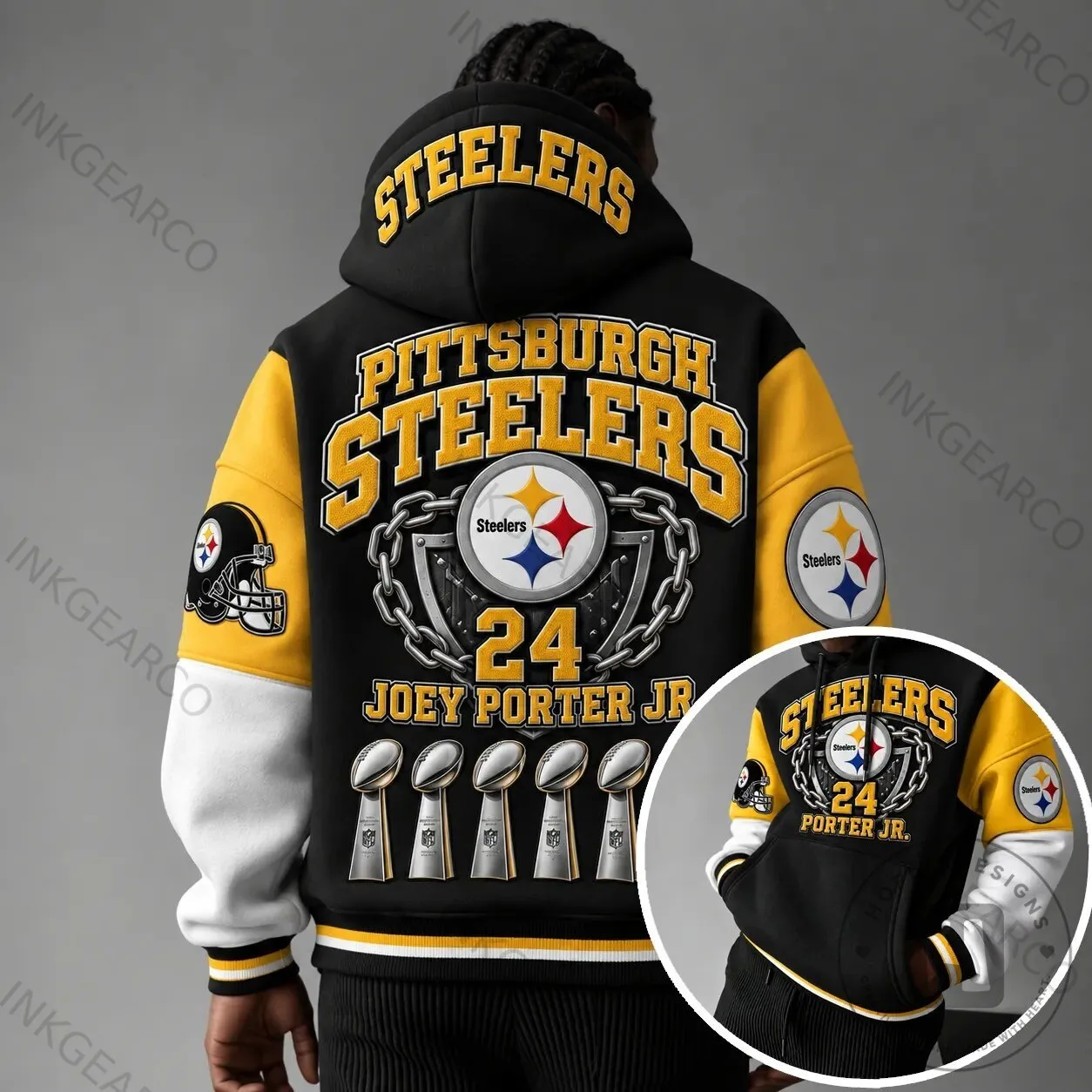 Pittsburgh Steelers Joey Porter Jr. Football Player Hoodie 2 Pittsburgh Steelers Joey Porter Jr. Football Player Hoodie