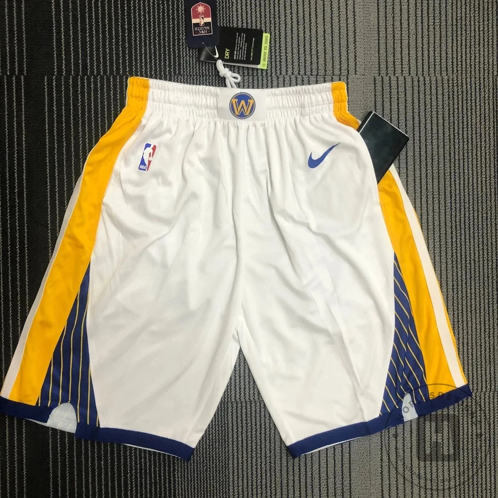 Golden State Warriors NBA Basketball Team White and Gold Athletic Shorts