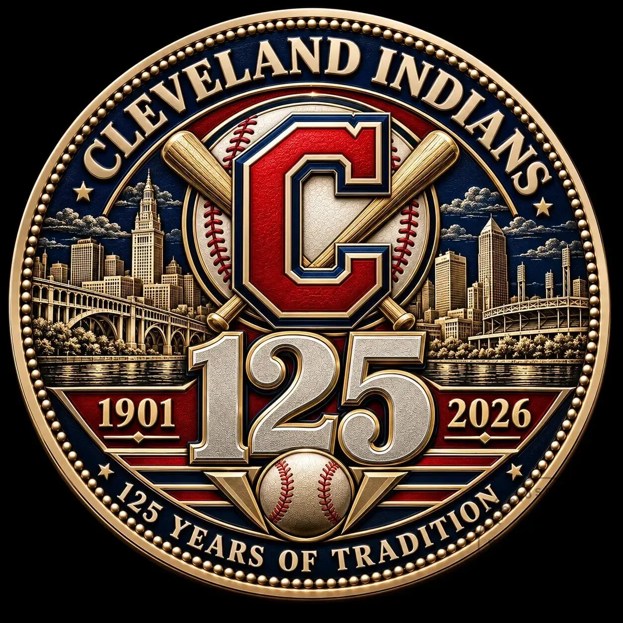 Cleveland Indians 125th Anniversary Commemorative Baseball Coin