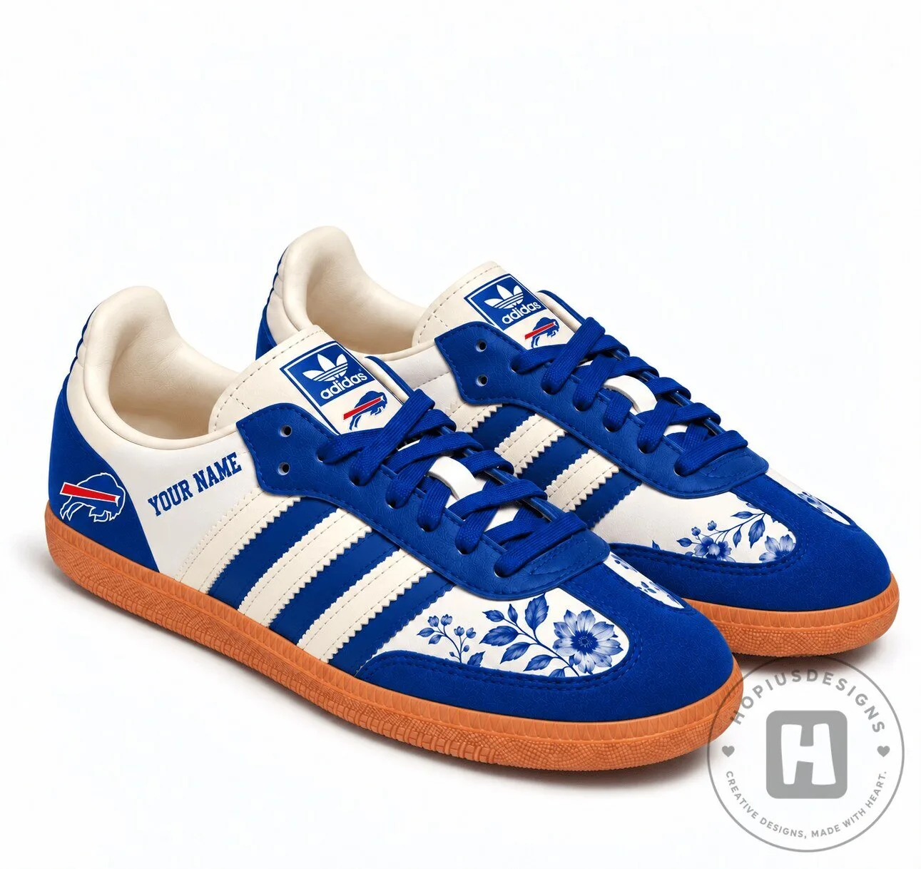 Buffalo Bills NFL Team Spirit Floral Heritage Samba Shoes with Custom Name