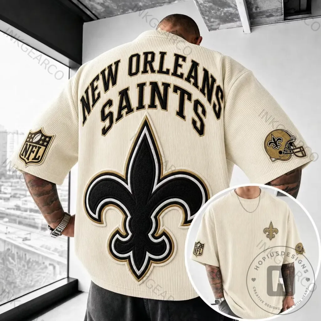 New Orleans Saints NFL Football Team Logo Cream T-Shirt New Orleans Saints NFL Football Team Logo Cream T-Shirt