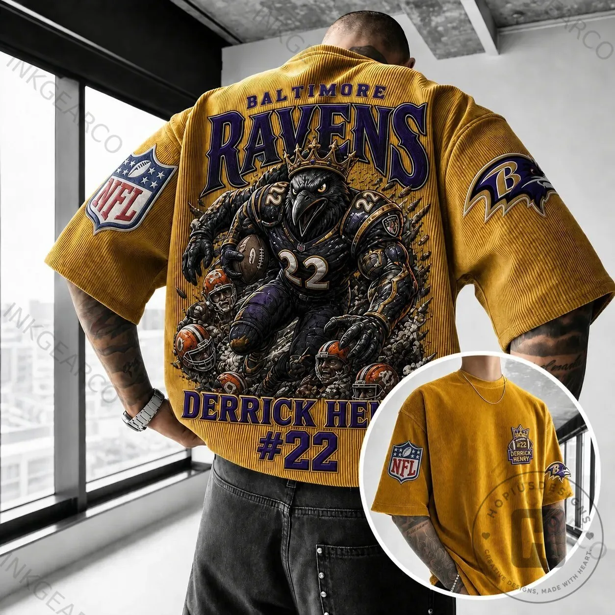Baltimore Ravens Derrick Henry NFL Football Team Graphic Print T-Shirt 1 Baltimore Ravens Derrick Henry NFL Football Team Graphic Print T-Shirt