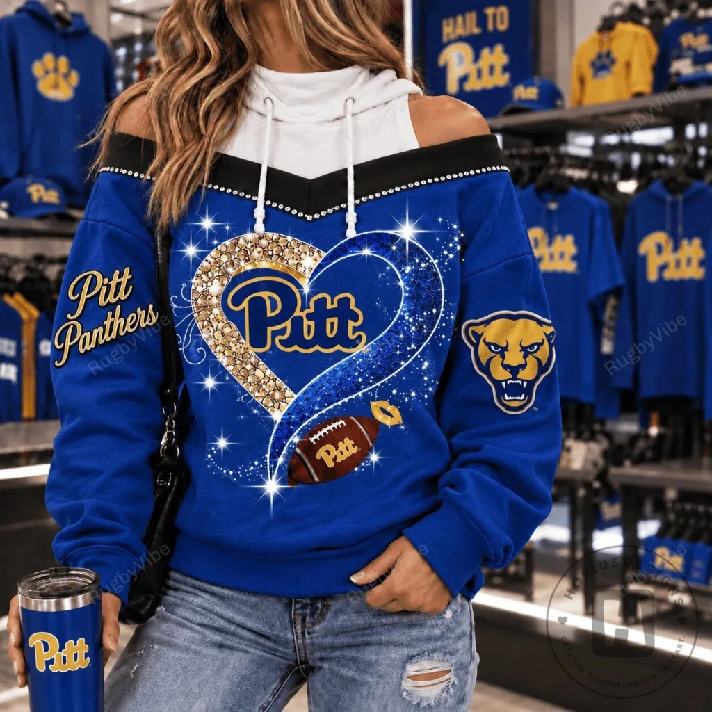 Pittsburgh Panthers Football Sparkle Heart Design Women's Hoodie Pittsburgh Panthers Football Sparkle Heart Design Women's Hoodie