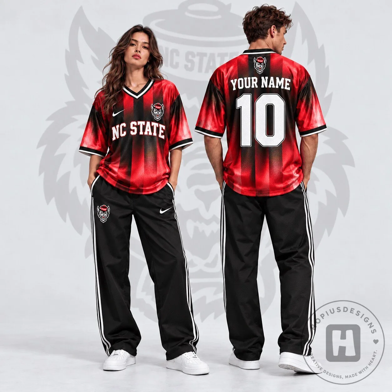 North Carolina State Wolfpack Personalized Red Black Striped Football Jersey 2 North Carolina State Wolfpack Personalized Red Black Striped Football Jersey
