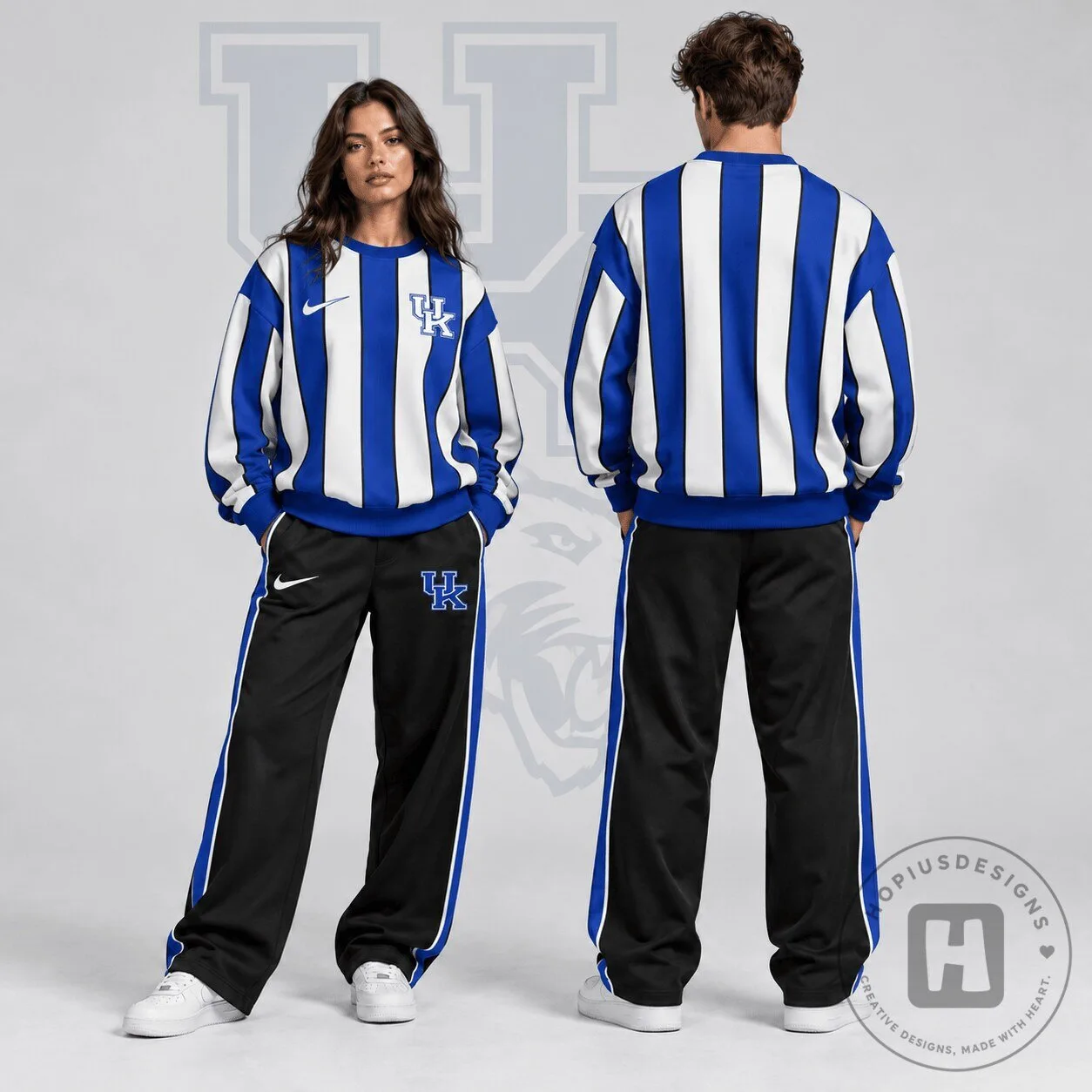 Kentucky Wildcats Vertical Stripe Crewneck Sweatshirt 2 Kentucky Wildcats Vertical Stripe Crewneck Sweatshirt