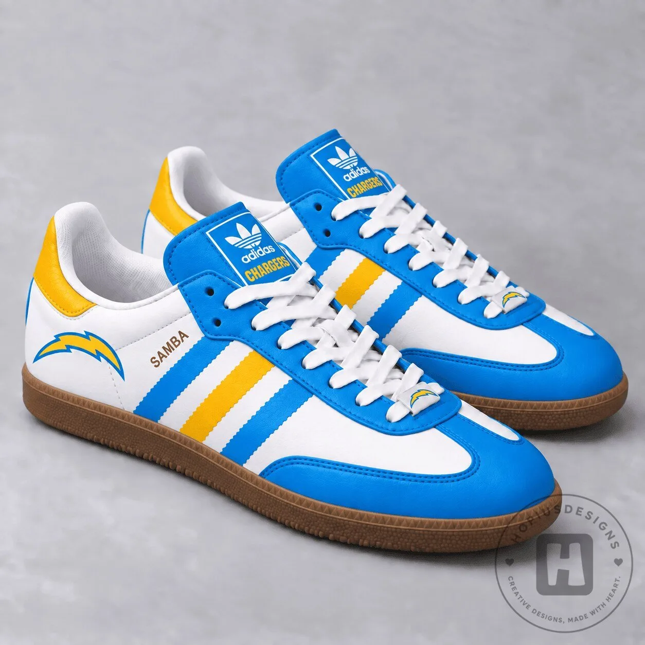 Los Angeles Chargers Football Team Logo Blue and Yellow Athletic Shoes