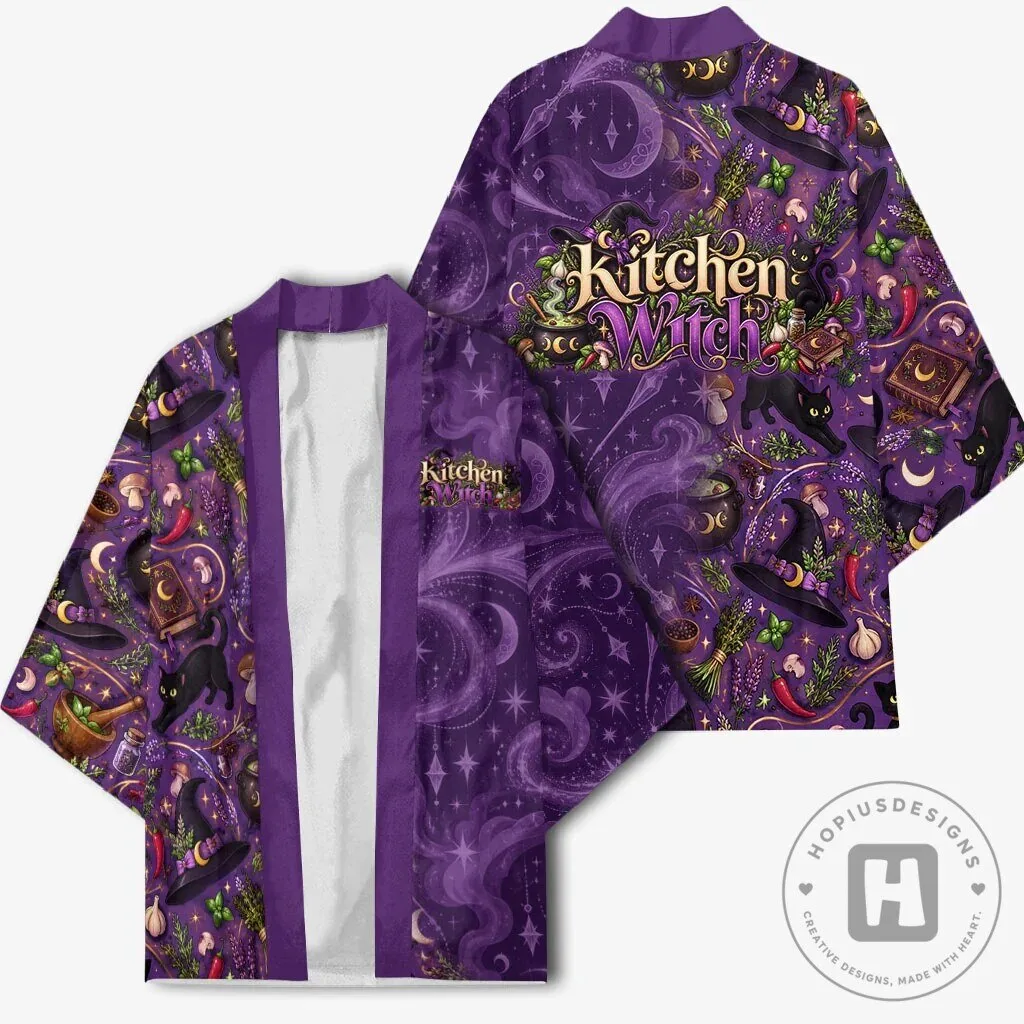 Kitchen Witch Mystical Wiccan Magic Herb Cauldron Black Cat Kimono Cardigan 12 Kitchen Witch Mystical Wiccan Magic Herb Cauldron Black Cat Kimono Cardigan