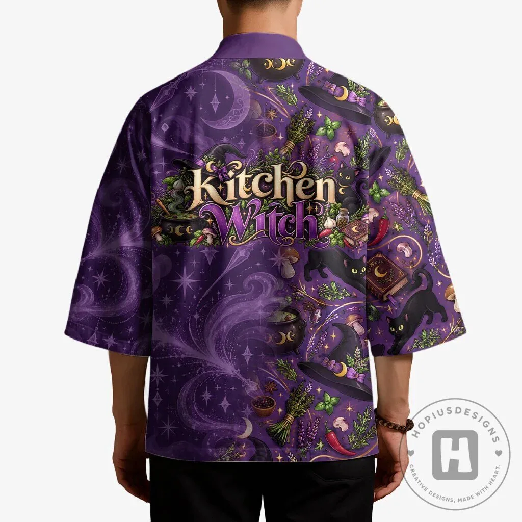 Kitchen Witch Mystical Wiccan Magic Herb Cauldron Black Cat Kimono Cardigan 15 Kitchen Witch Mystical Wiccan Magic Herb Cauldron Black Cat Kimono Cardigan