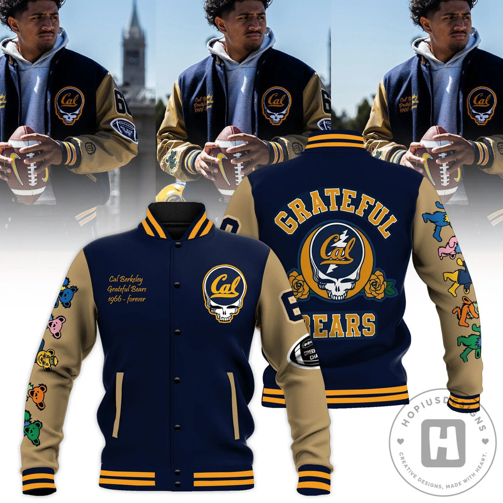 California Golden Bears Grateful Dead Skull Varsity Jacket