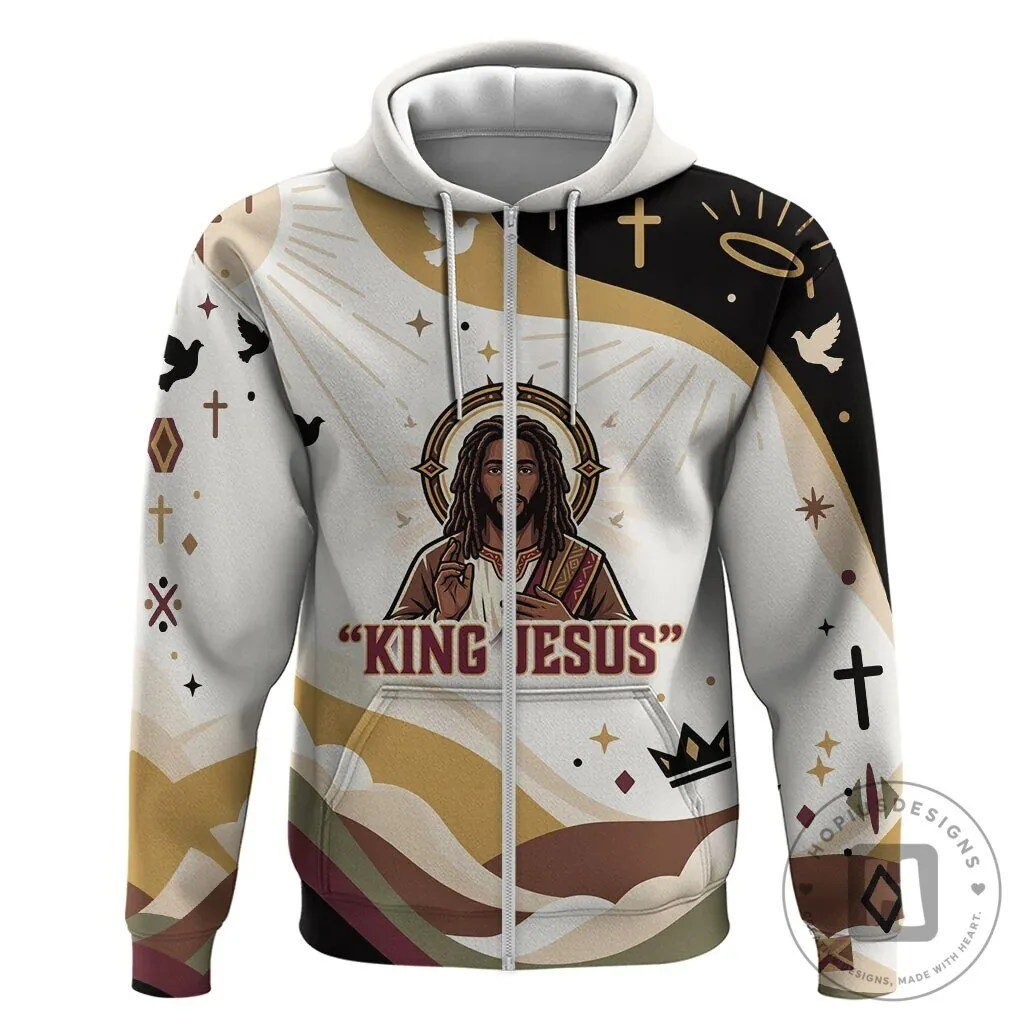 King Jesus African Black Christ Religious Christian Faith Holy Cross Dove Hoodie