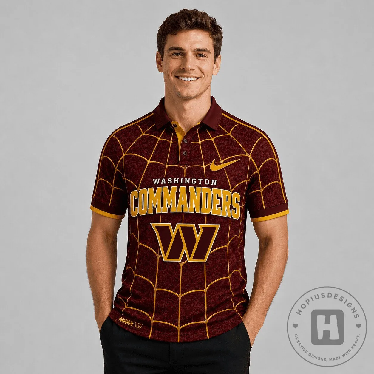 Washington Commanders Spiderweb Pattern NFL Football Team Polo Shirt 5 Washington Commanders Spiderweb Pattern NFL Football Team Polo Shirt