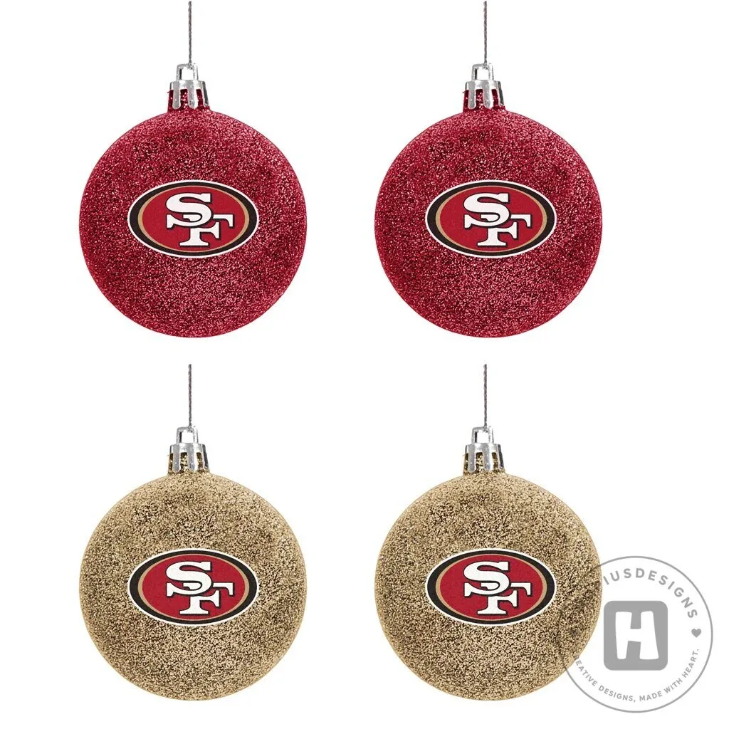 San Francisco 49ers Glitter Christmas Tree Ornament Set
