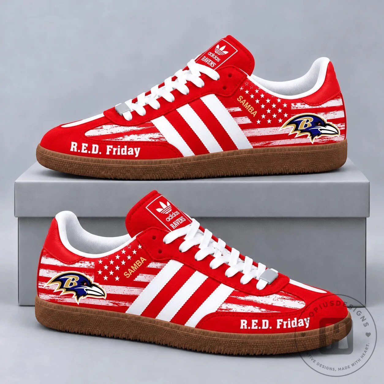 Samba OG Shoes Military Tribute with Patriotic American Flag for Baltimore Ravens R.E.D. Friday 2 Samba OG Shoes Military Tribute with Patriotic American Flag for Baltimore Ravens R.E.D. Friday