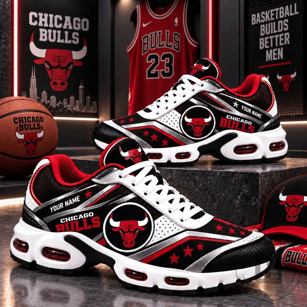 Chicago Bulls NBA Air Max Plus Custom Name Sneakers Running Shoes Chicago Bulls NBA Air Max Plus Custom Name Sneakers Running Shoes