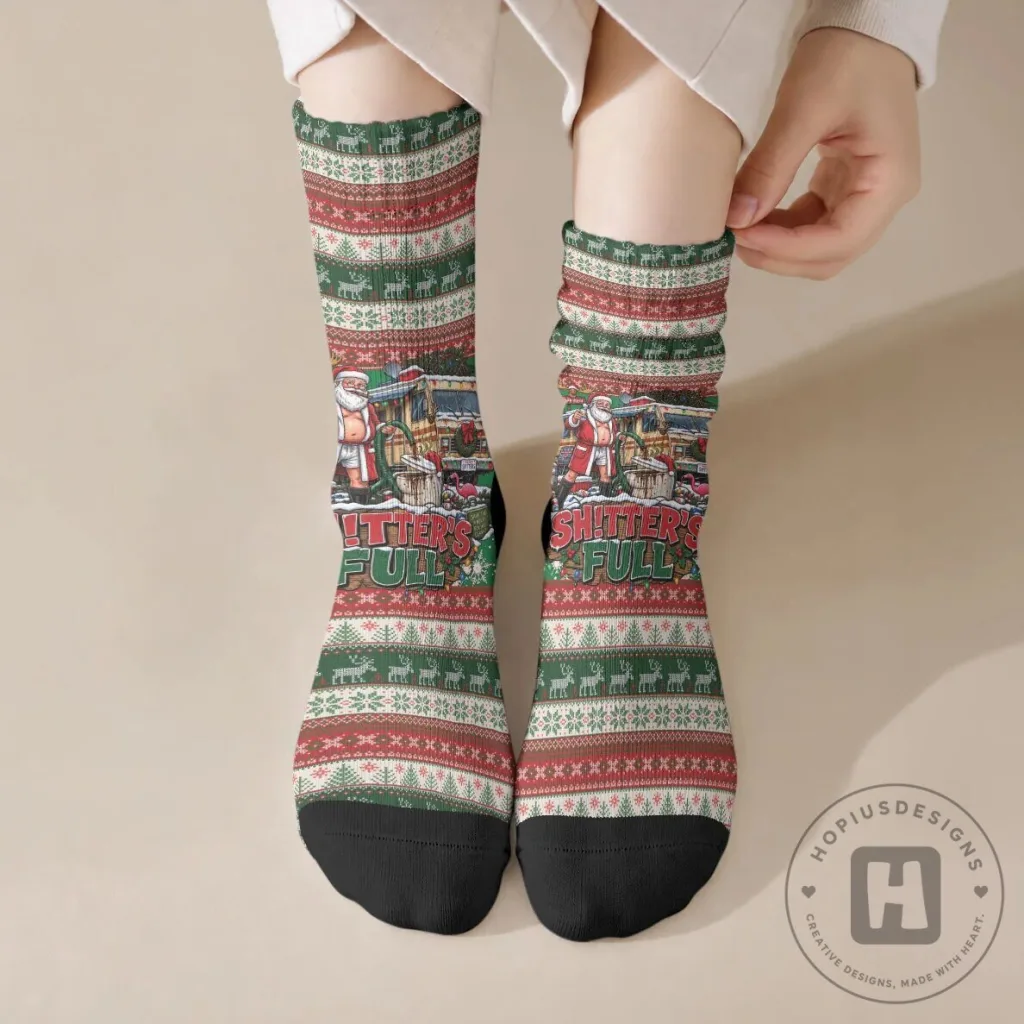 Christmas Vacation Shitter Was Full Funny Holiday Crew Socks