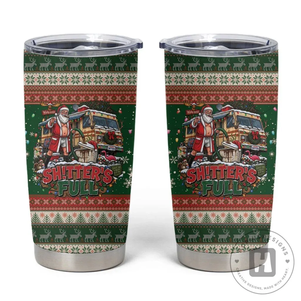 Christmas Vacation Shitter's Full Ugly Sweater Pattern Tumbler