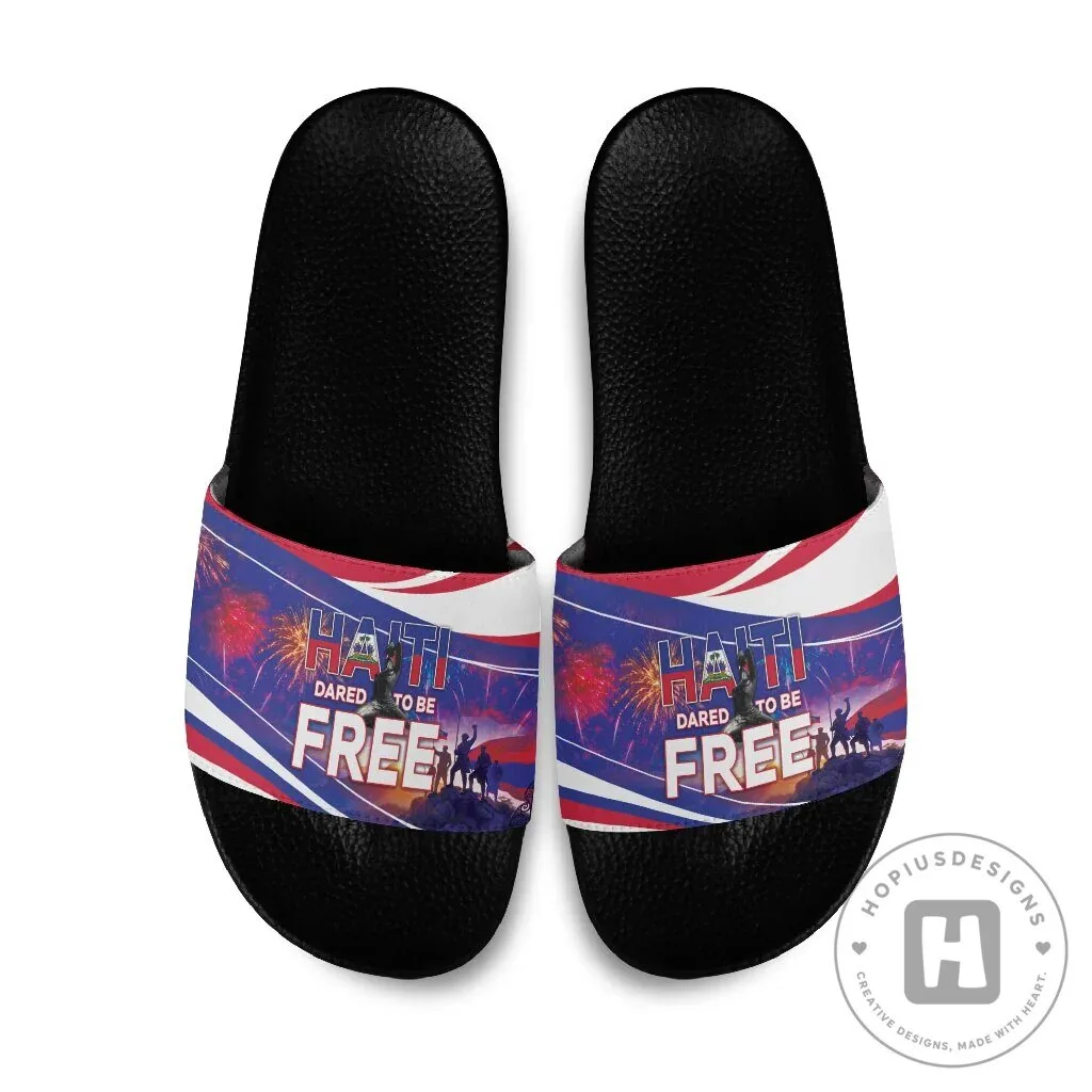 Haiti Independence Day Patriotic Heritage Slide Sandals