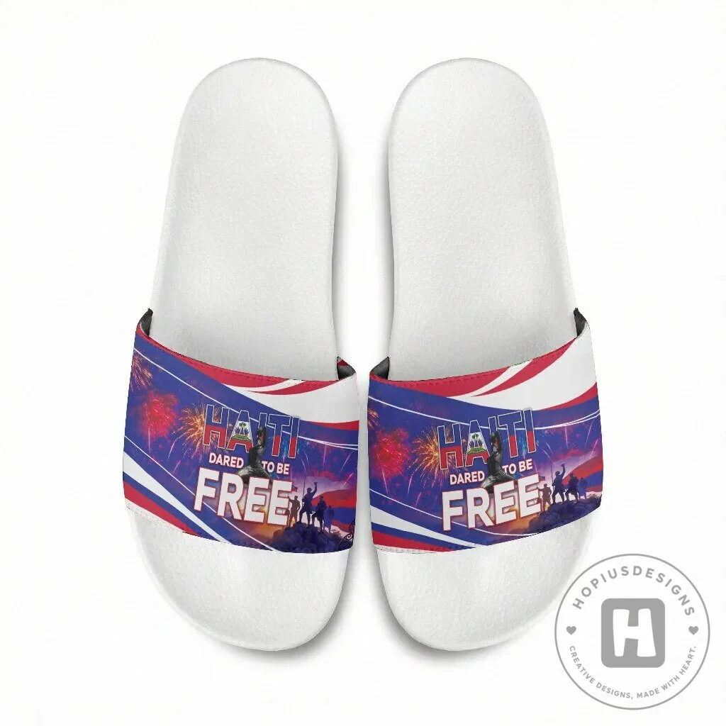 Haiti Independence Day Patriotic Heritage Slide Sandals 10 Haiti Independence Day Patriotic Heritage Slide Sandals