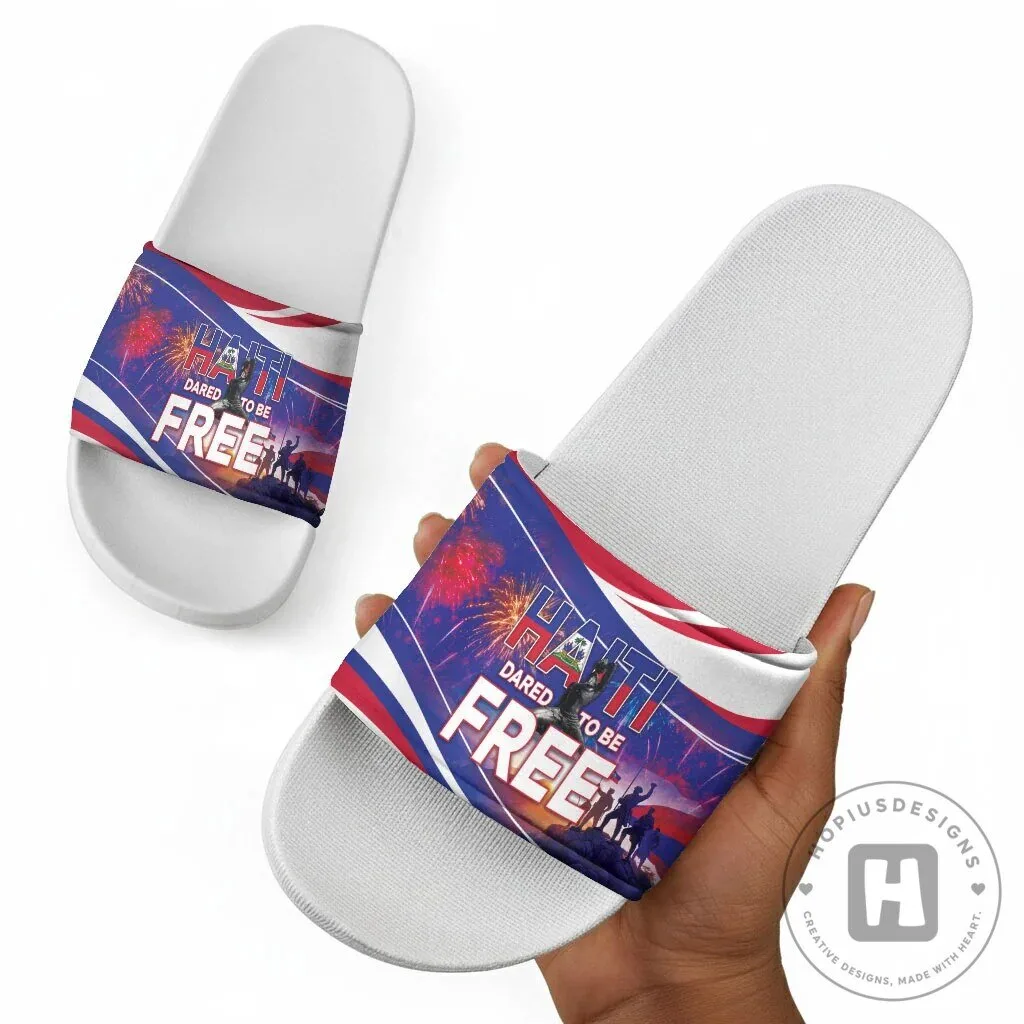 Haiti Independence Day Patriotic Heritage Slide Sandals 11 Haiti Independence Day Patriotic Heritage Slide Sandals
