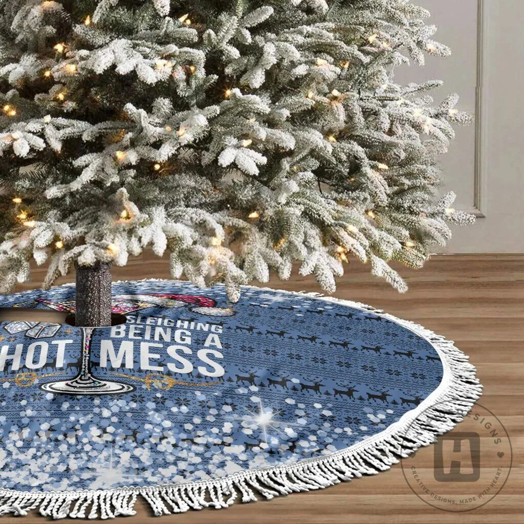 Sleighing Being A Hot Mess Christmas Martini Glass Blue Tree Skirt 12 Sleighing Being A Hot Mess Christmas Martini Glass Blue Tree Skirt