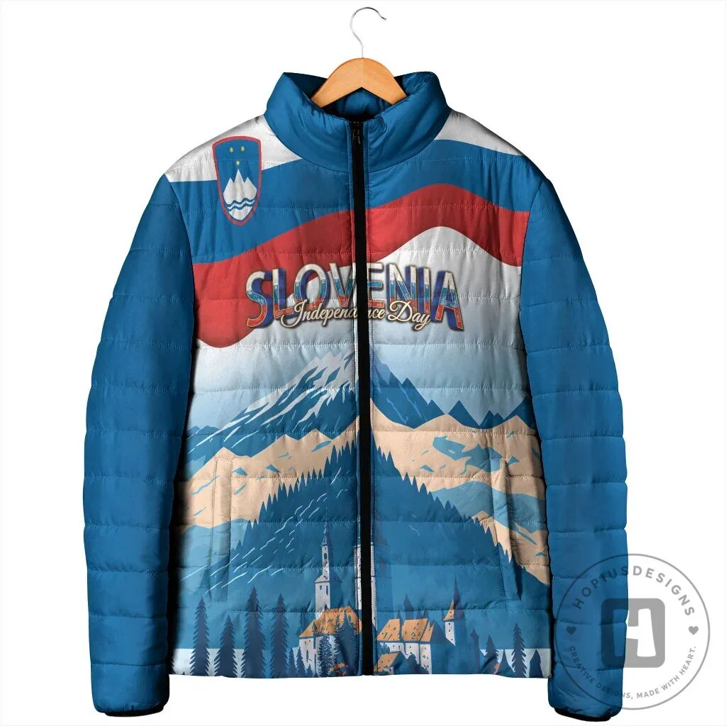 Slovenia Independence Day Lake Bled Julian Alps Landscape Padded Jacket 11 Slovenia Independence Day Lake Bled Julian Alps Landscape Padded Jacket