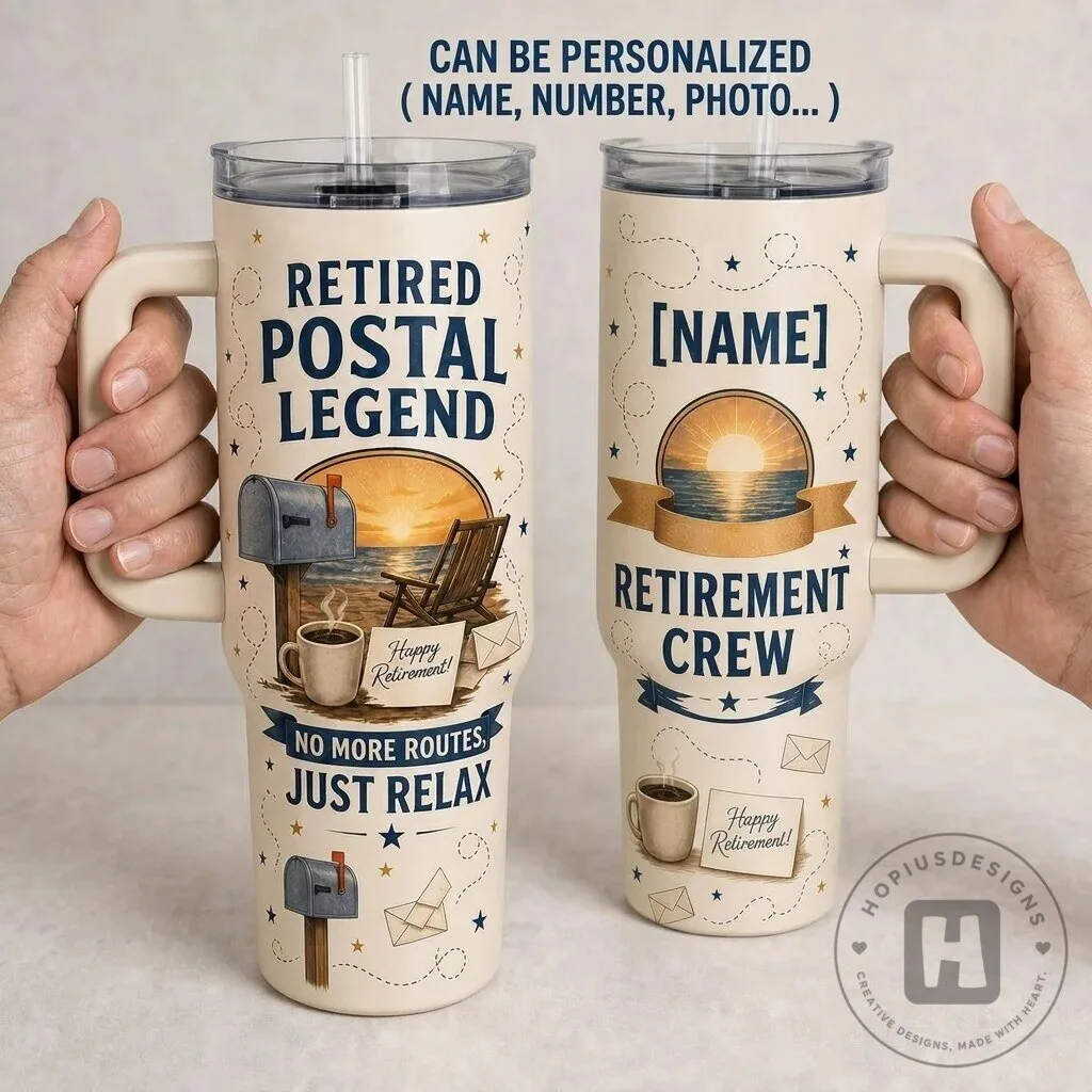 Personalized Retired Postal Legend Tumbler with Handle - Custom Mail Carrier Retirement Gift
