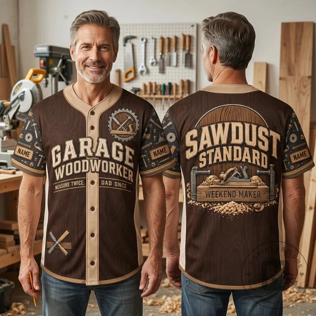 Garage Woodworker Sawdust Standard Weekend Maker Baseball Jersey